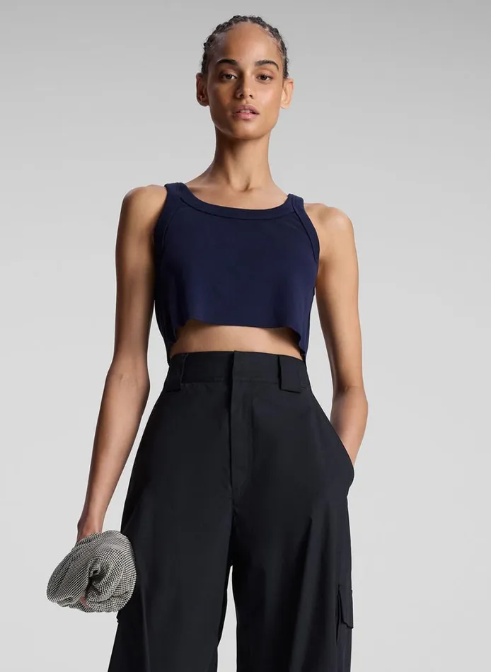 Women Tees and Tanks ALC Halsey Cropped Cotton Rib Tank Maritime Navy