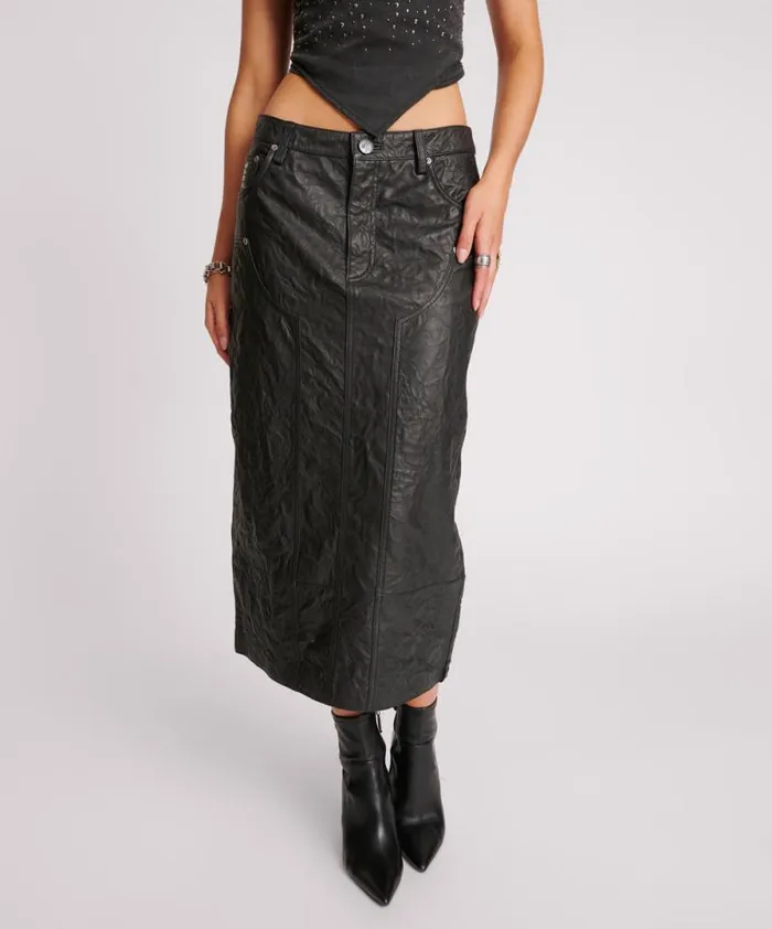 Women TEXTURED LEATHER CASSIDY LEATHER SKIRT One Teaspoon Bottoms
