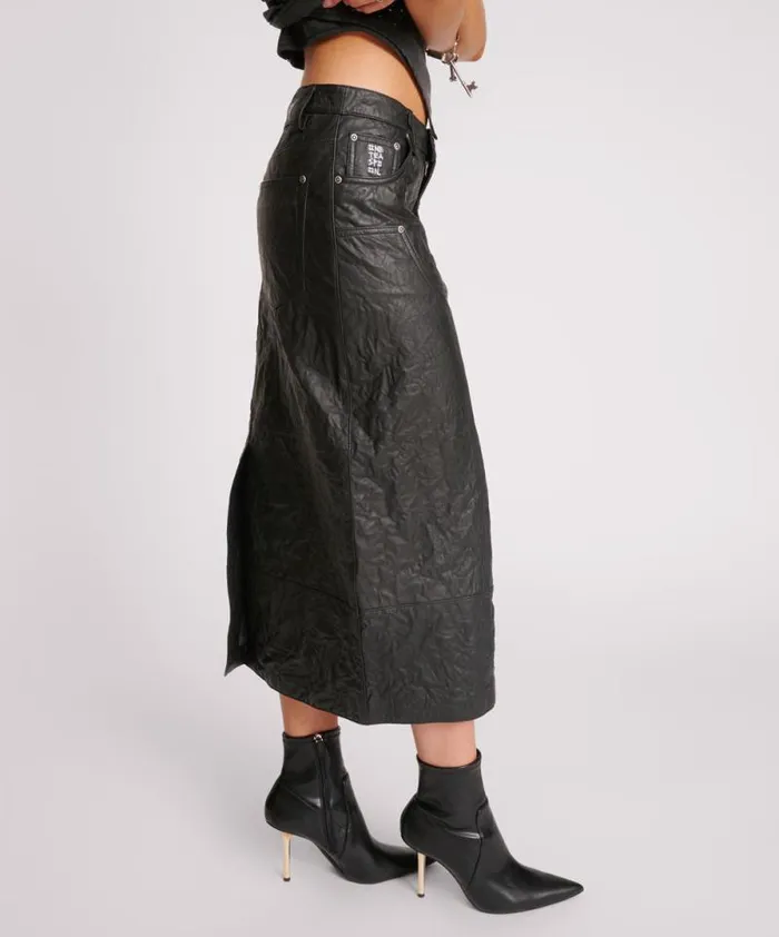Women TEXTURED LEATHER CASSIDY LEATHER SKIRT One Teaspoon Bottoms