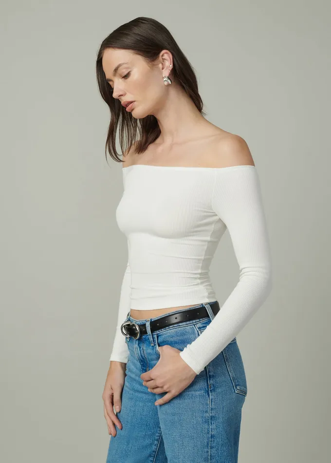 Women THE DEVIN OFF THE SHOULDER TOP Ecru Tops Joe8217s Jeans