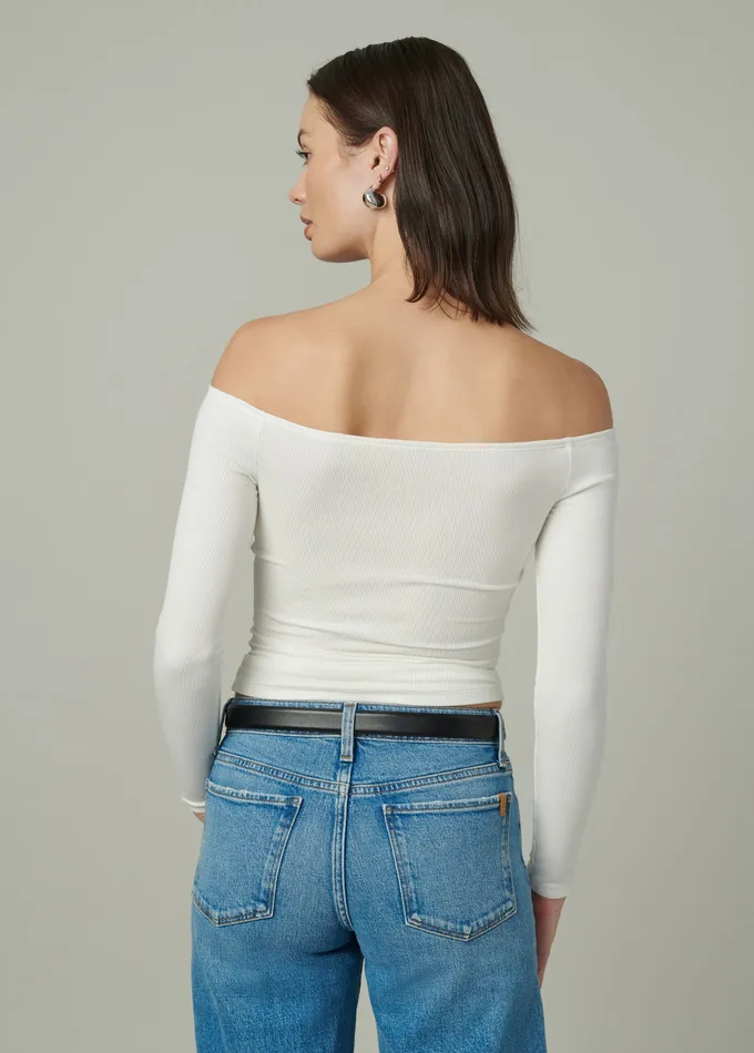 Women THE DEVIN OFF THE SHOULDER TOP Ecru Tops Joe8217s Jeans