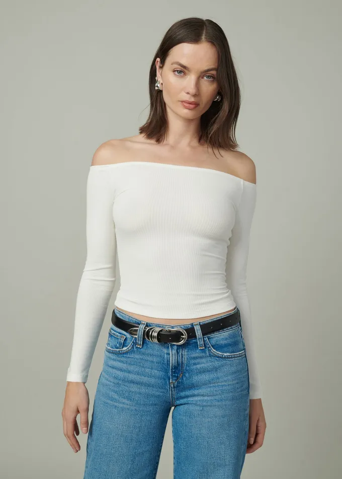 Women THE DEVIN OFF THE SHOULDER TOP Ecru Tops Joe8217s Jeans