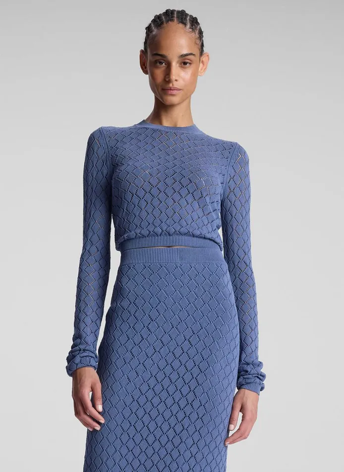 Women Tops ALC Brandi Pointelle Knit Top Steel Blue