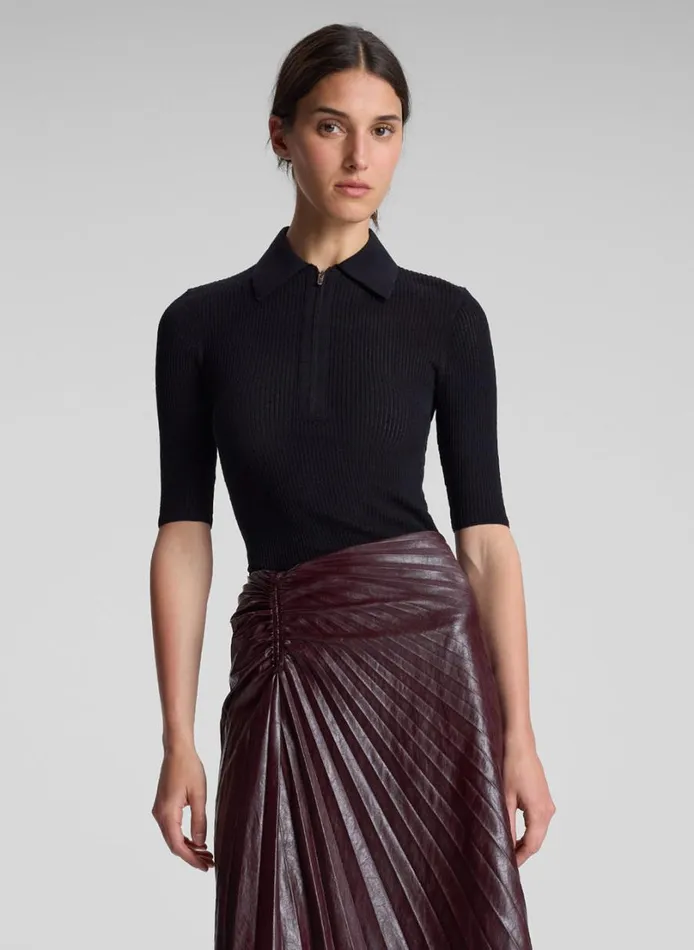 Women Tops ALC Cooper Fine Cotton Ribbed Top Black