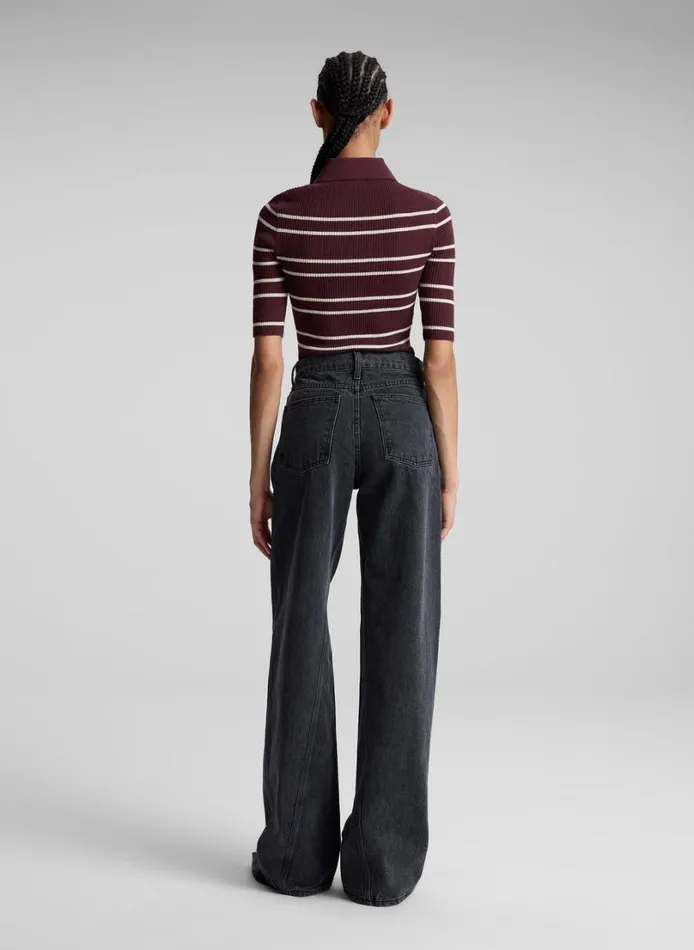 Women Tops ALC Cooper Fine Cotton Ribbed Top Carobwhite Wide Stripe