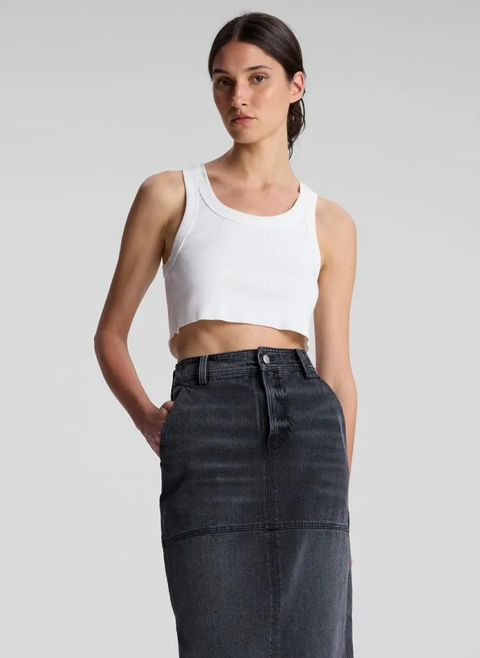 Women Tops ALC Halsey Cropped Cotton Rib Tank White