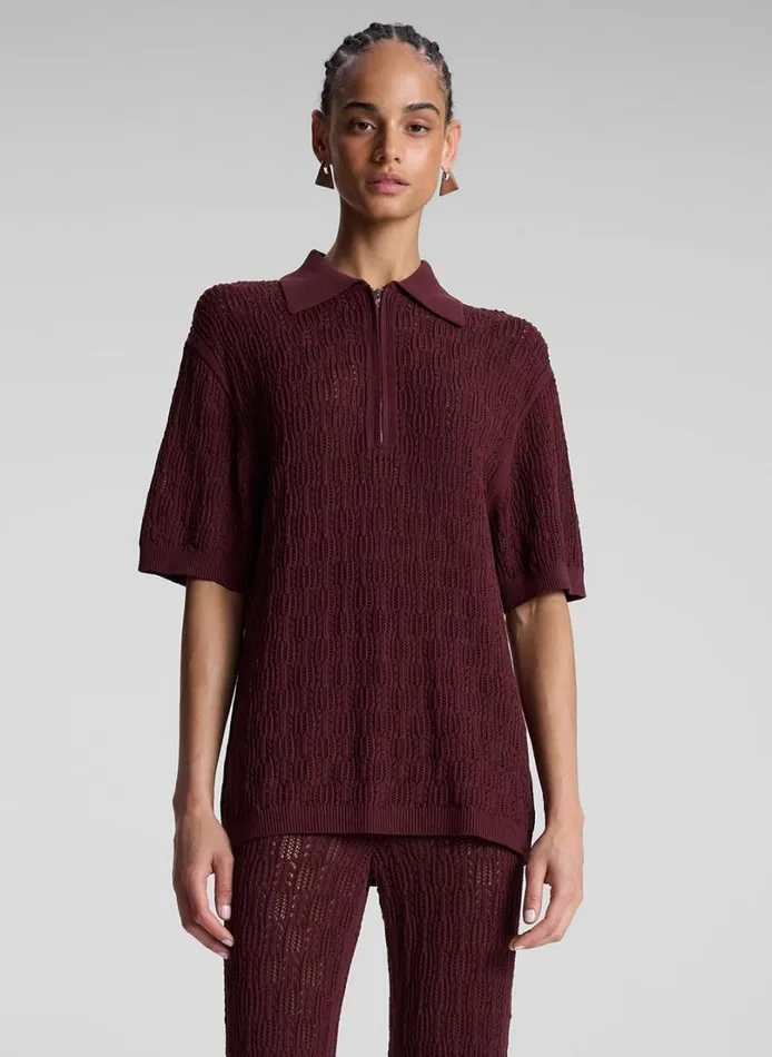 Women Tops ALC Reed Pointelle Knit Top Burgundy