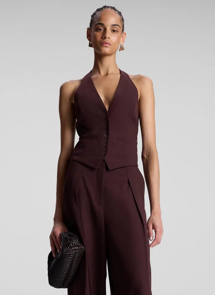 Women Tops ALC Woodson II Tailored Vest Chocolate Plum