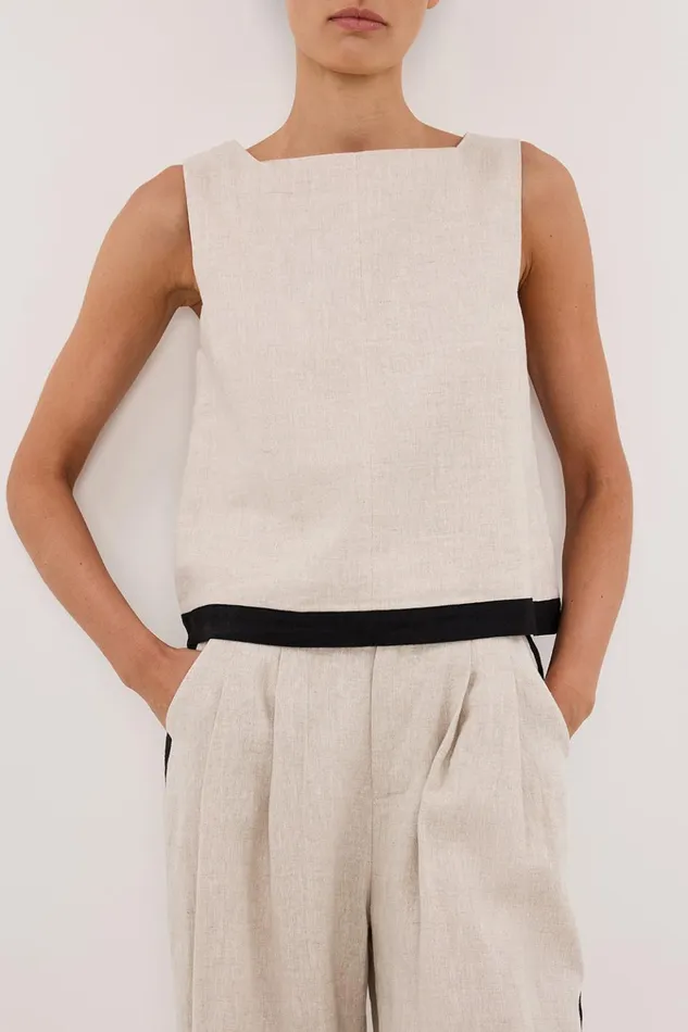 Women Tops DISSH EBONY NATURAL LINEN TOP
