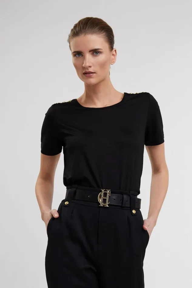 Women Tops Holland Cooper Relax Fit Crew Neck Tee Black
