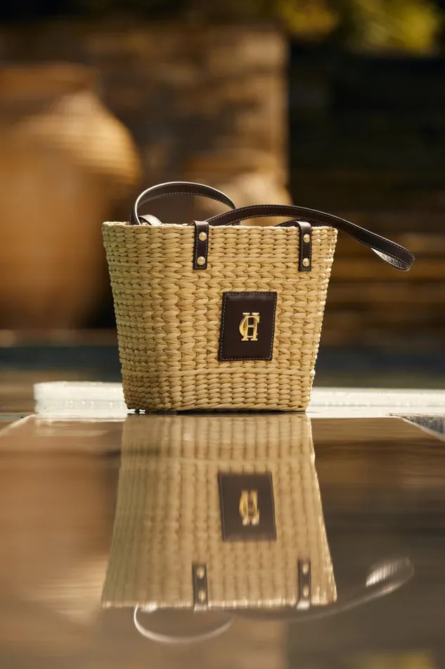 Women Tote Bags Holland Cooper Mini Paloma Straw Tote Chocolate