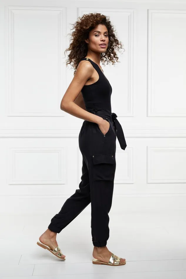 Women Trousers Holland Cooper Cupro Cargo Pant Black