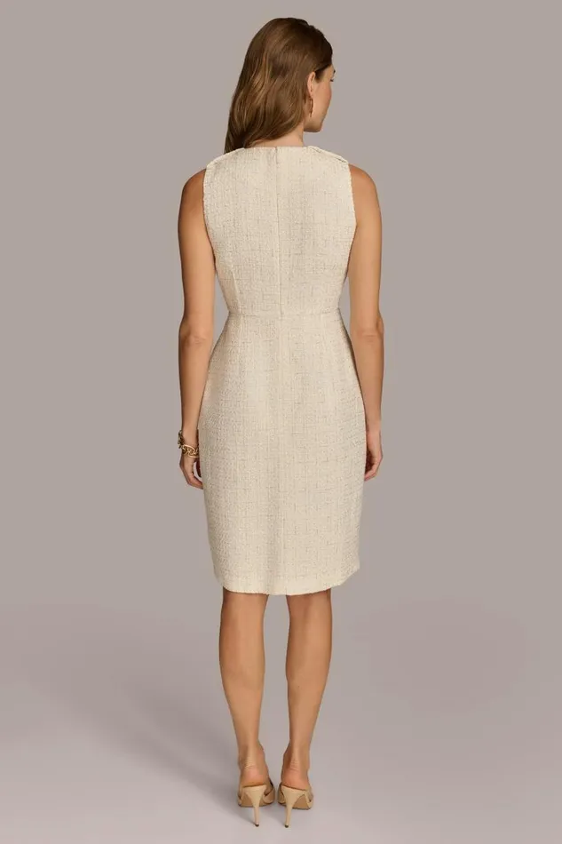 Women TWEED MIDI DRESS WITH BUTTONS Creamgold Donna Karan New York Dresses And Jumpsuits Women TWEED MIDI DRESS WITH BUTTONS Creamgold Donna Karan New York Dresses And Jumpsuits