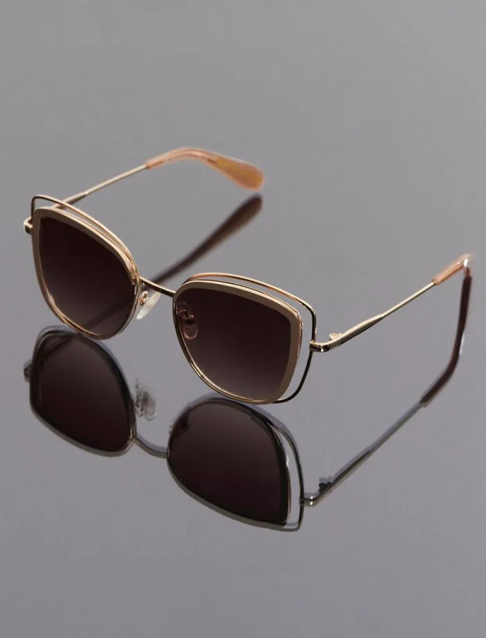 Women Vented Cat Eye Sunglasses Light Goldtaupe BCBG Sunglasses