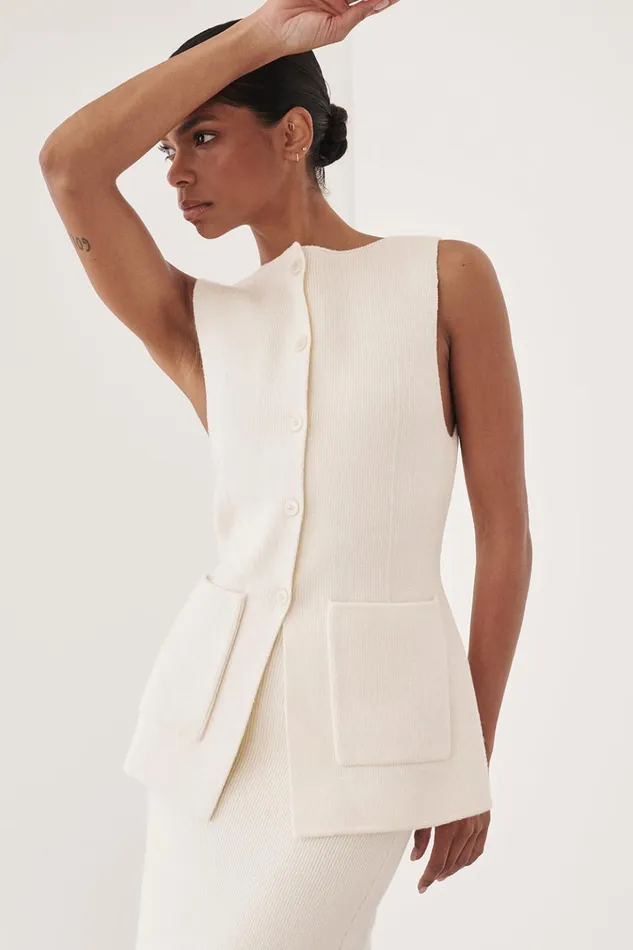 Women Vests DISSH AVA CREAM LONGINE KNIT VEST