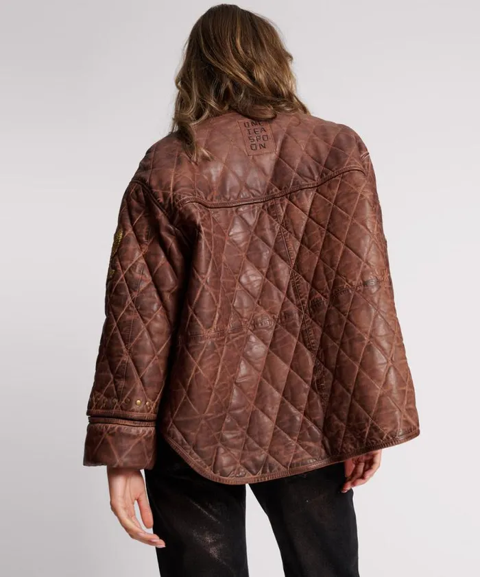 Women VINTAGE BROWN EAGLE EYE WADDED JACKET One Teaspoon Jackets
