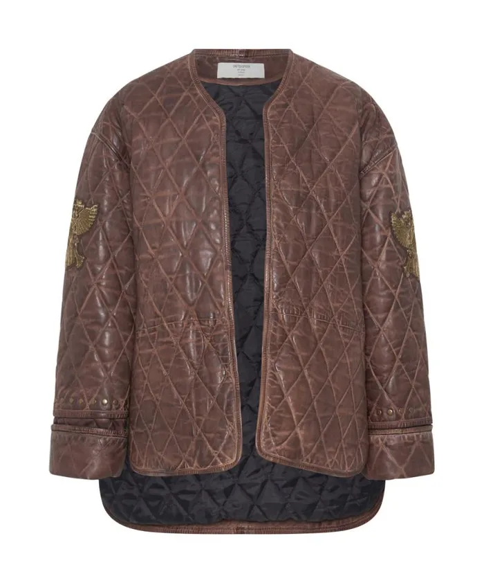 Women VINTAGE BROWN EAGLE EYE WADDED JACKET One Teaspoon Jackets
