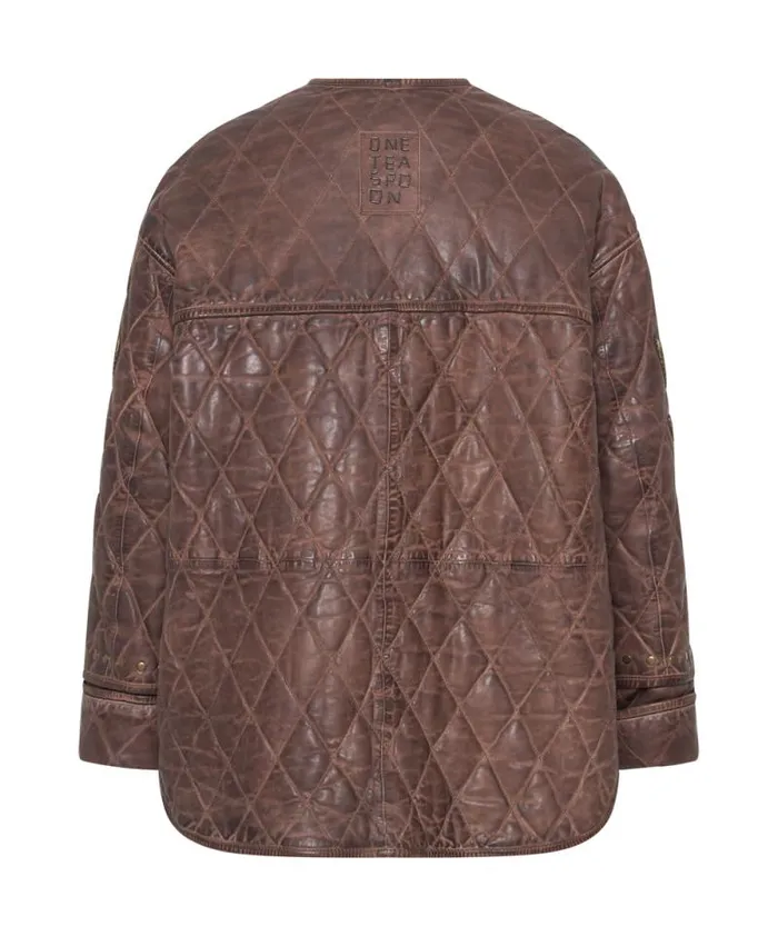 Women VINTAGE BROWN EAGLE EYE WADDED JACKET One Teaspoon Jackets