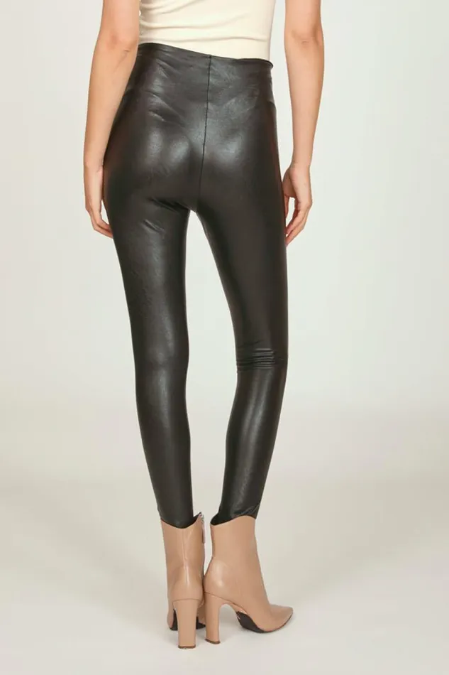 Women Vintage Havana All Bottoms Black Faux Leather Legging Black