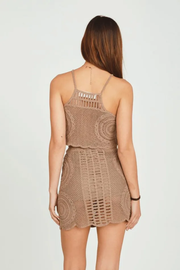 Women Vintage Havana All Bottoms Cocoa Circle Crochet Skirt Cocoa