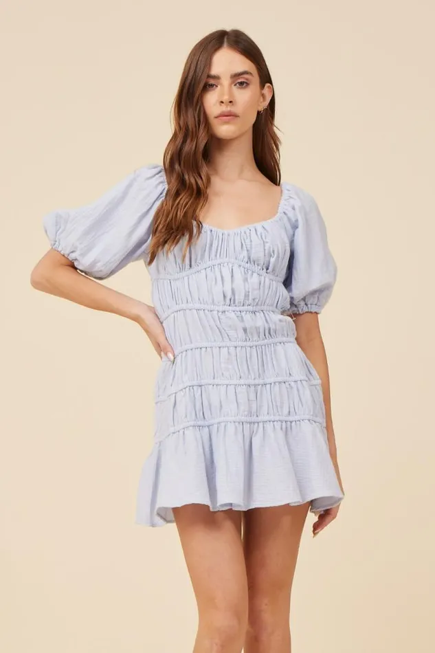 Women Vintage Havana Dresses Spring Blue Gauze W Jersey Combo Dress Spring Blue Women Vintage Havana Dresses Spring Blue Gauze W Jersey Combo Dress Spring Blue