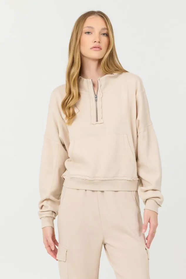 Women Vintage Havana Hoodies Vanilla Cream Cashmere Fleece Quarter Zip Vanilla Cream Women Vintage Havana Hoodies Vanilla Cream Cashmere Fleece Quarter Zip Vanilla Cream