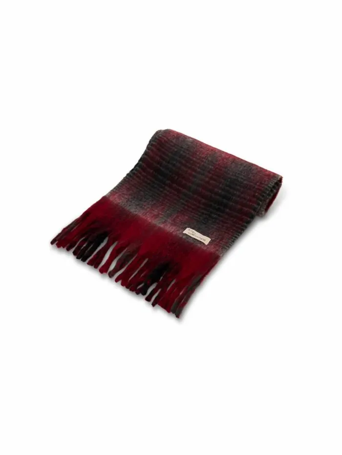 Women Vintage Havana Scarf Ruanas CHECK CHUNKY TASSEL SCARF 8211 RED Red Women Vintage Havana Scarf Ruanas CHECK CHUNKY TASSEL SCARF 8211 RED Red