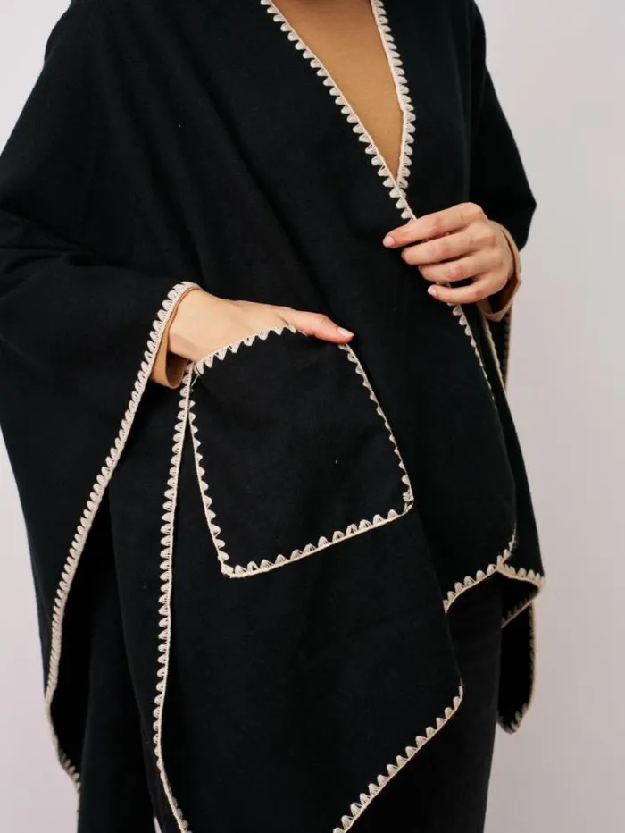 Women Vintage Havana Sweaters WHIPSTITCH RUANA WITH POCKETS One Size Women Vintage Havana Sweaters WHIPSTITCH RUANA WITH POCKETS One Size