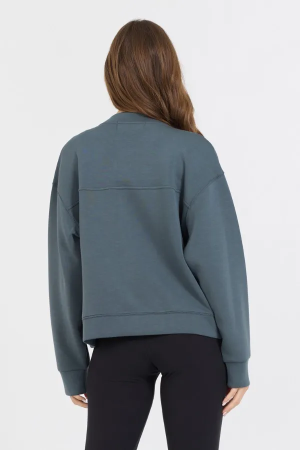 Women Vintage Havana Sweatshirts Mountain Grey Heavy Cloud Fleece Bomber Jacket Mountain Grey