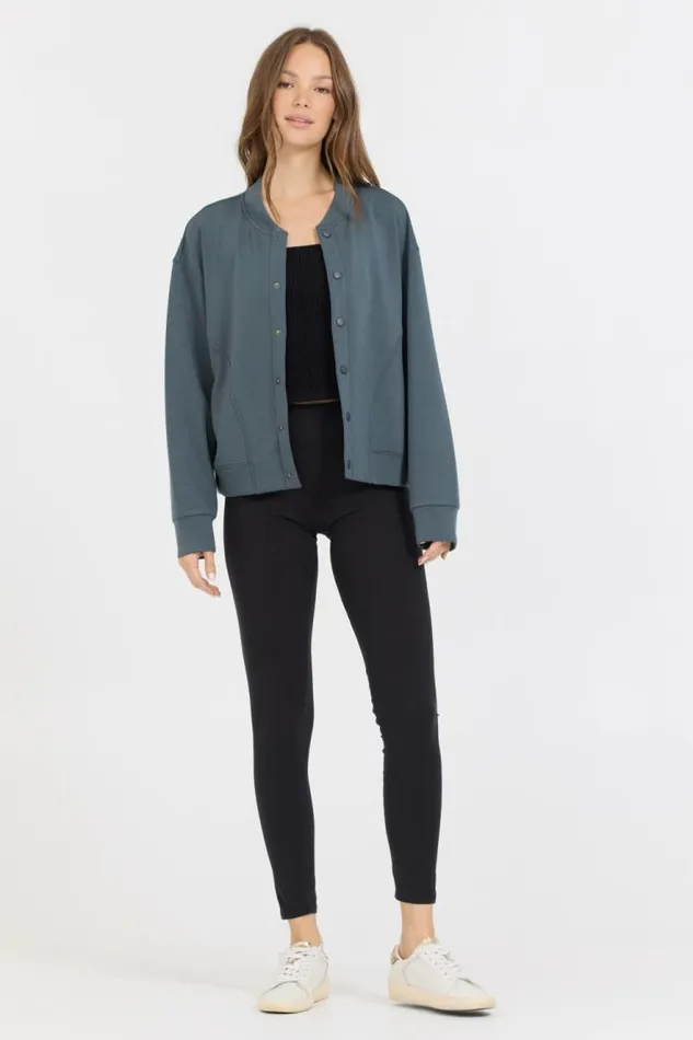 Women Vintage Havana Sweatshirts Mountain Grey Heavy Cloud Fleece Bomber Jacket Mountain Grey