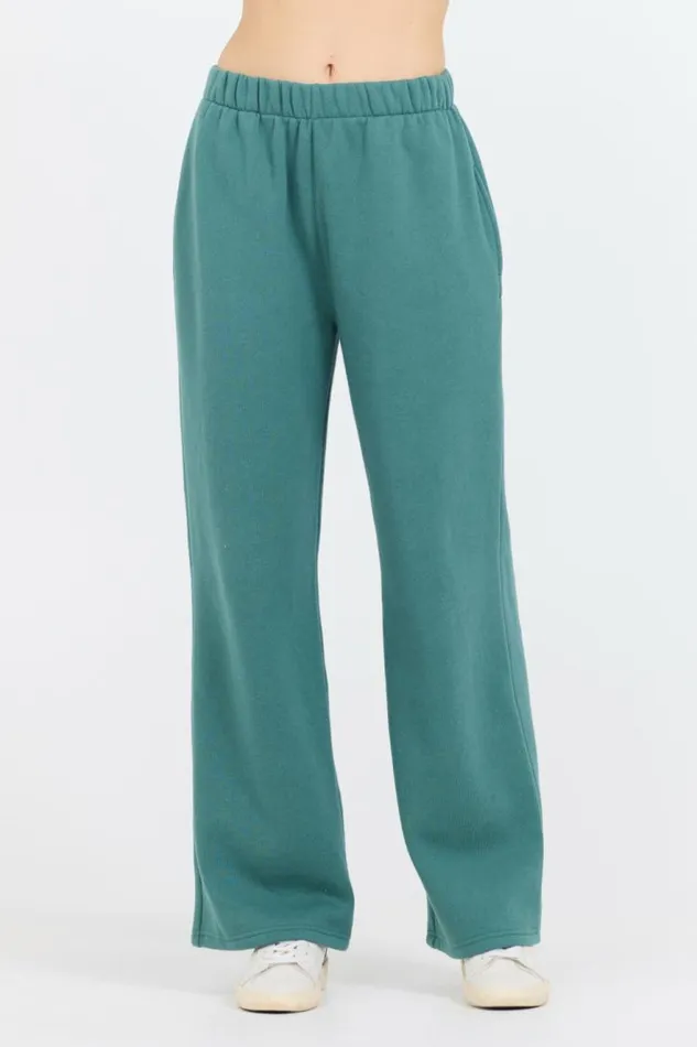 Women Vintage Havana Wide Leg Pants College Green Cotton Blend Fleece Wide Leg Pant Green Women Vintage Havana Wide Leg Pants College Green Cotton Blend Fleece Wide Leg Pant Green