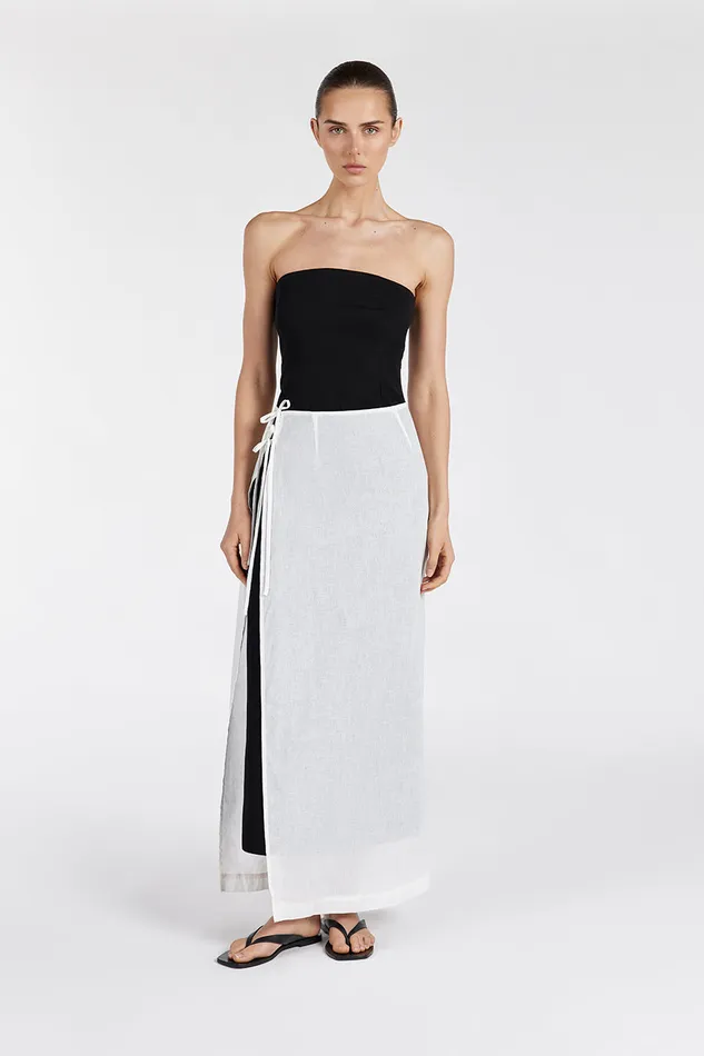 Women White DISSH LINA WHITE SARONG SHEER SKIRT