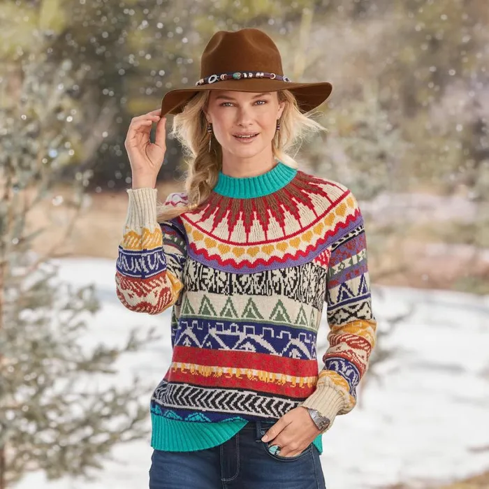 Women Zoe Fair Isle Sweater Multi Sundance Catalog Sweaters