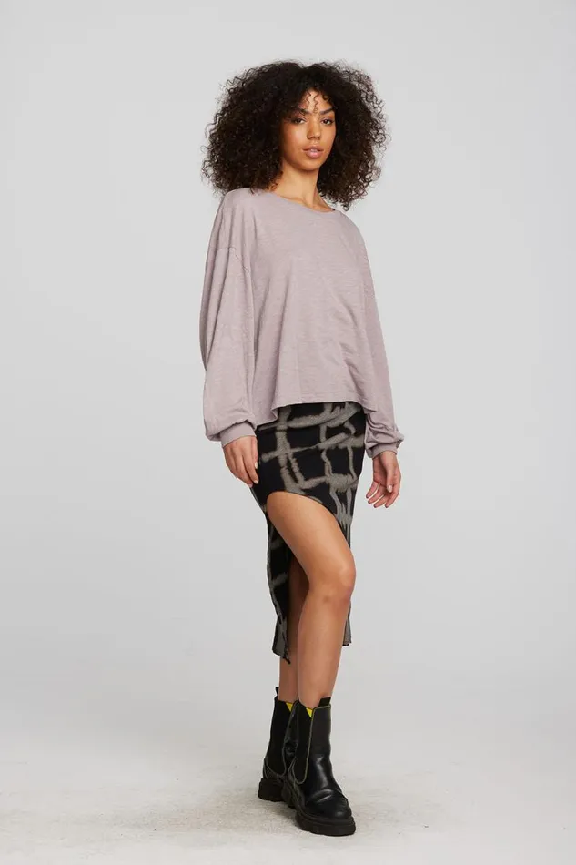 Womens Chaser Brand Bottoms Recycled Vintage Rib Midi Skirt With Shirring And Side Slit