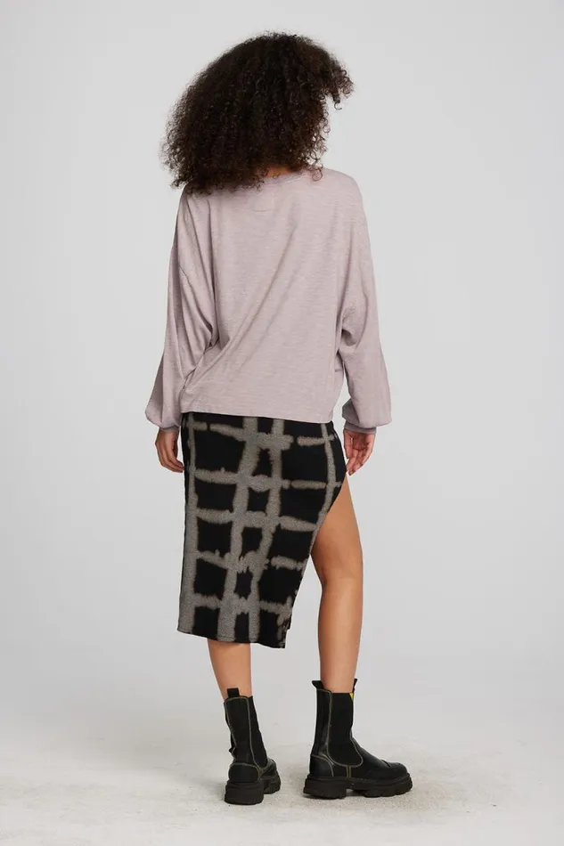 Womens Chaser Brand Bottoms Recycled Vintage Rib Midi Skirt With Shirring And Side Slit