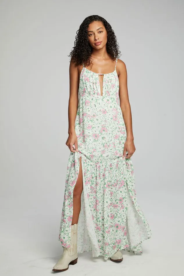 Womens Chaser Brand Dresses Seren Maxi Dress 8211 Grass Daisy Floral