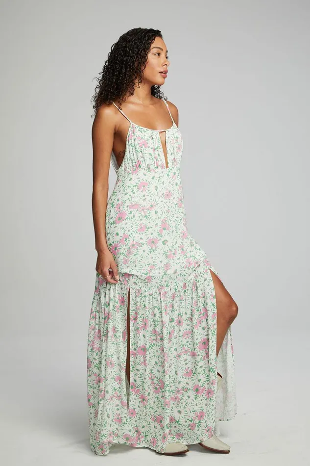 Womens Chaser Brand Dresses Seren Maxi Dress 8211 Grass Daisy Floral