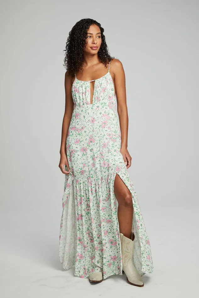 Womens Chaser Brand Dresses Seren Maxi Dress 8211 Grass Daisy Floral