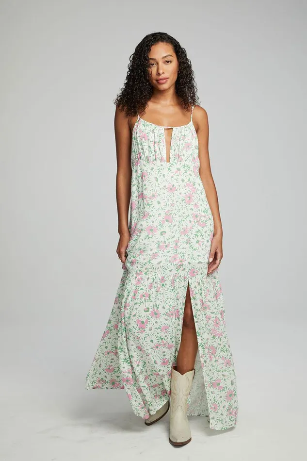 Womens Chaser Brand Dresses Seren Maxi Dress 8211 Grass Daisy Floral