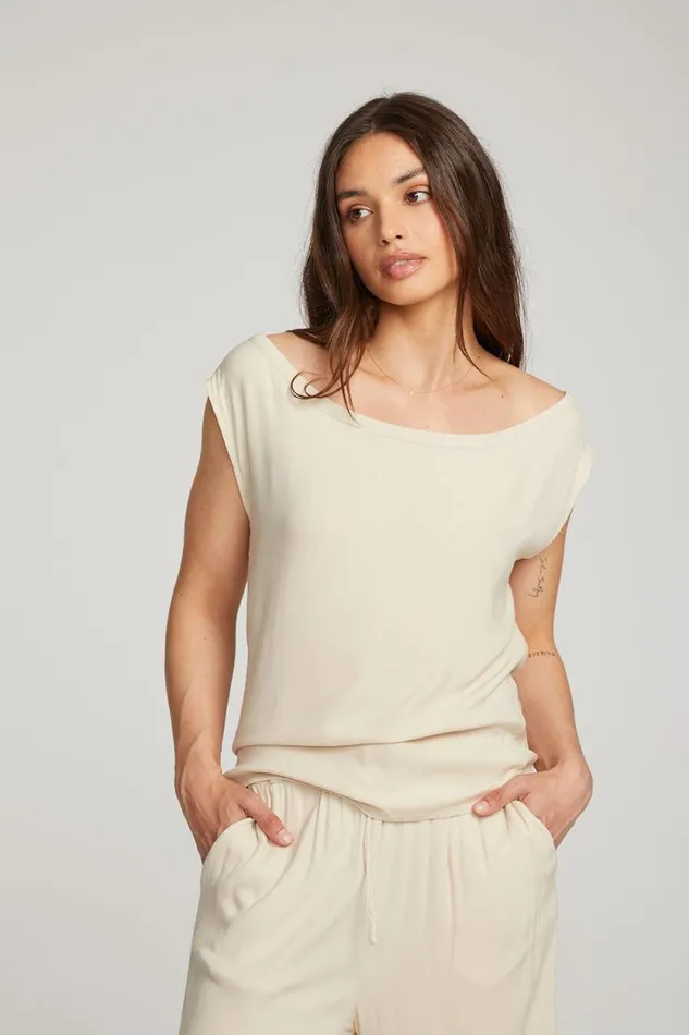 Womens Chaser Brand Loungewear Sleeveless Bark Dolman Tee