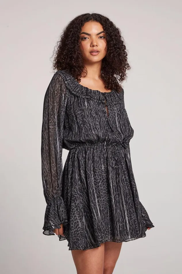 Womens Chaser Brand Loungewear Starlette Licorice Class Leopard Mini Dress