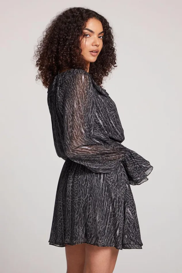 Womens Chaser Brand Loungewear Starlette Licorice Class Leopard Mini Dress