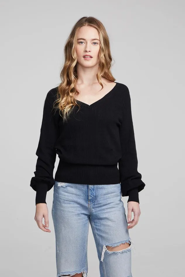 Womens Chaser Brand Tops Blackheart Shadow Star Long Sleeve
