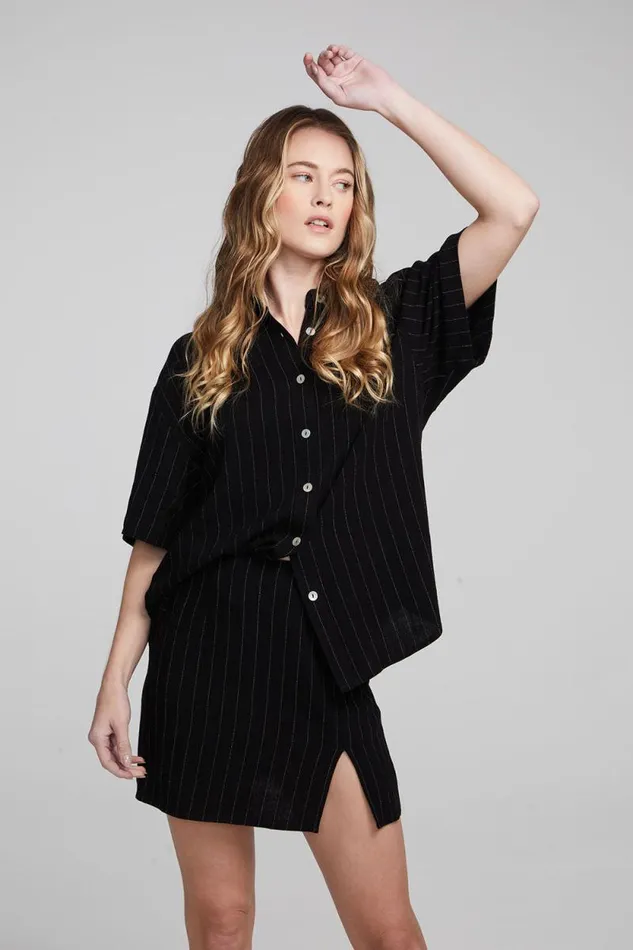 Womens Chaser Brand Tops Bocelli Beverly Pinstripe Button Down