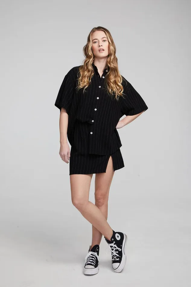 Womens Chaser Brand Tops Bocelli Beverly Pinstripe Button Down