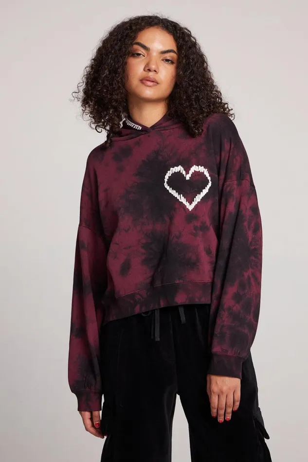 Womens Chaser Brand Tops Heart Stitch Pullover Hoodie