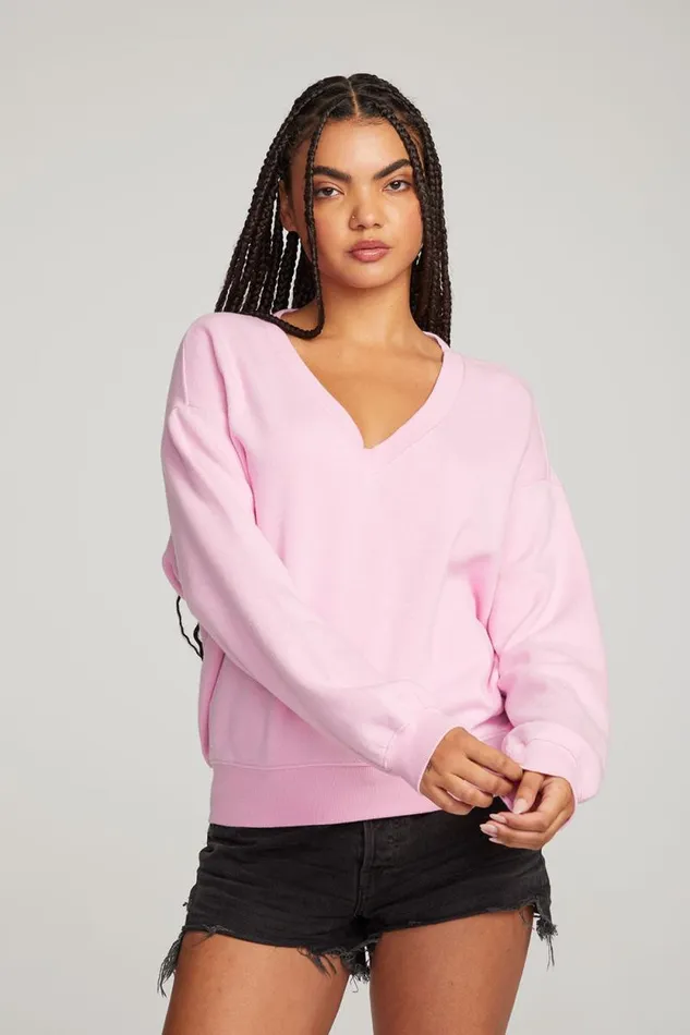 Womens Chaser Brand Tops Kara Pastel Lavender Long Sleeve