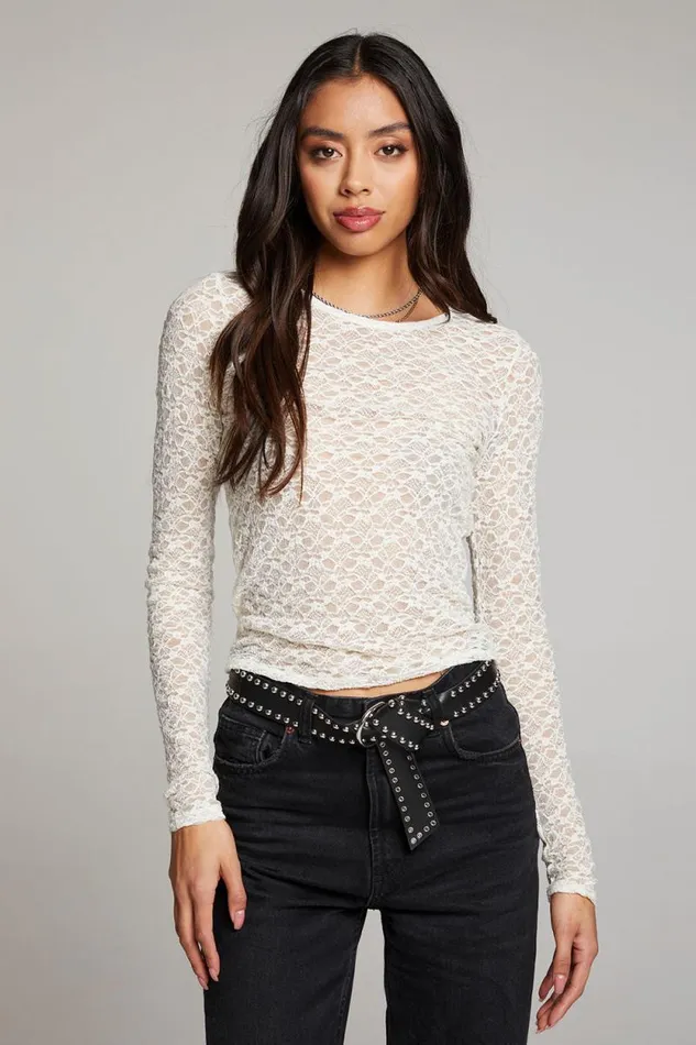 Womens Chaser Brand Tops Kevin Starry White Long Sleeve