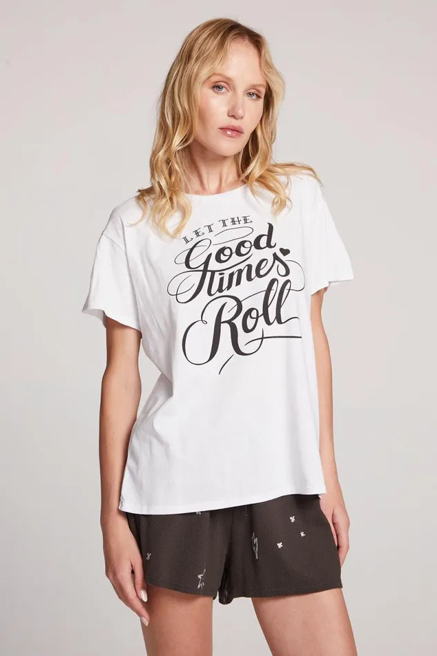 Womens Chaser Brand Tops Let The Good Times Roll Tee