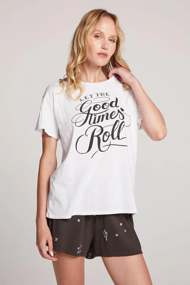 Womens Chaser Brand Tops Let The Good Times Roll Tee